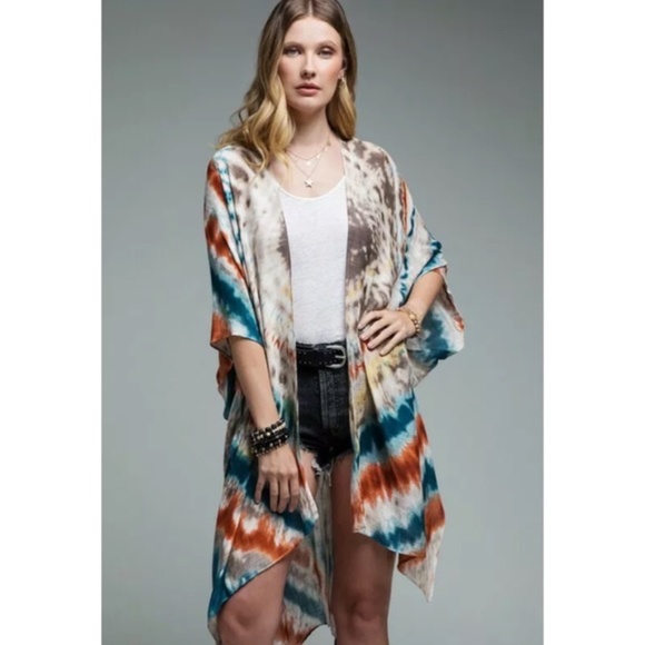 SOLD OUT Coachella Tie Dye Bohemian Kimono Open Wrap - Picture 2 of 6